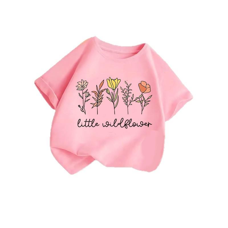 Children's T-shirt girls short-sleeved new style girls summer round neck loose casual top butterfly print cross-border