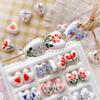 5pcs/set Double Sided Heart Shape Ceramic Beads Small Porcelain Beads Jewelry Making  Necklace