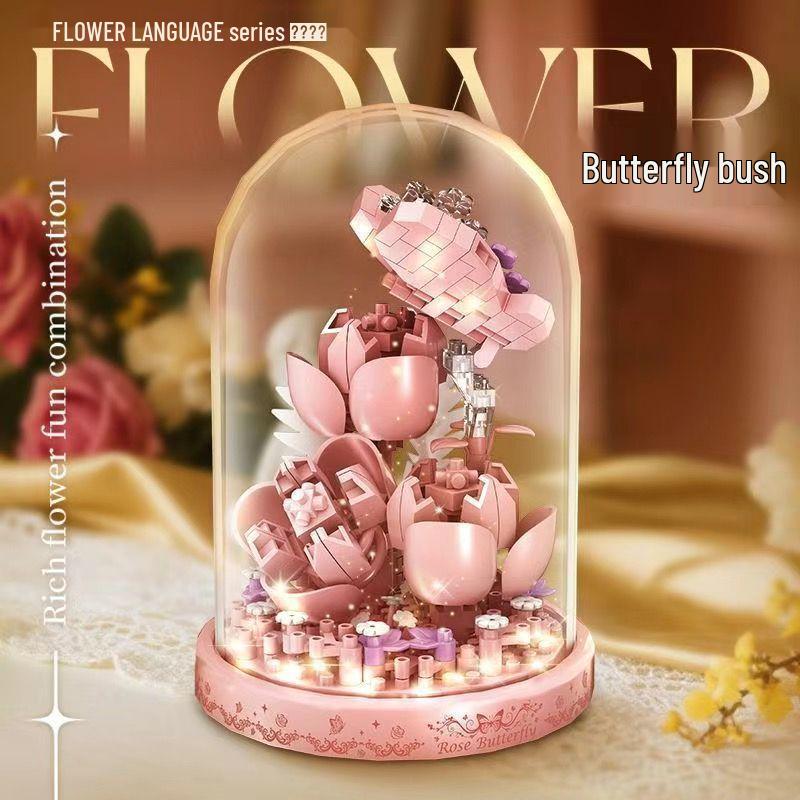 

Eternal Flower Building Blocks - Compatible with Lego Rose & Cherry Blossom Tree DIY Potted Ornament, Handmade Assembly Toy, Perfect Gift for Girls