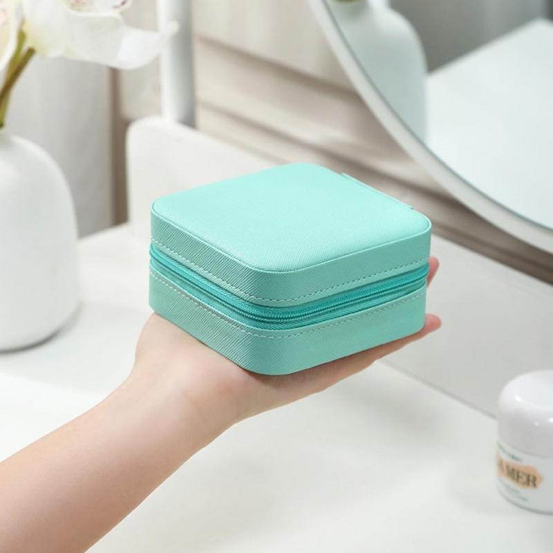 Jewelry Organizer Display Travel Jewelry Case Boxes Portable Locket Necklace Jewelry Box Leather Storage Earring Ring Holder