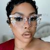 Clear Blue Ray Blocking Glasses Large Eyeglasses Spectacle Frame Frame Ladies Trendy Design Pearl Spectacle Frame Trend Circular Eyewear