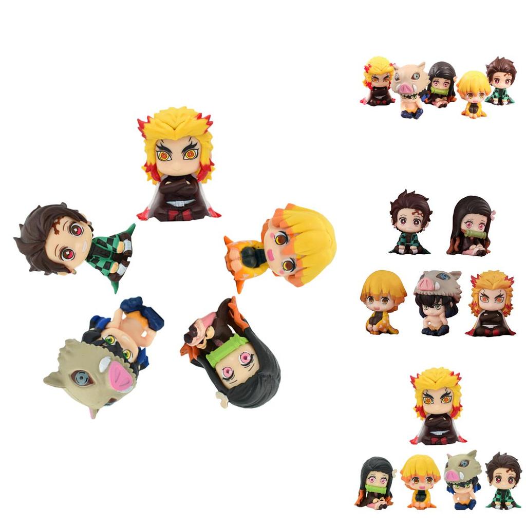 Adorable 5pcs Set Of Demon Slayer Doll Ornaments Including Rengoku Kyoujurou For Fans