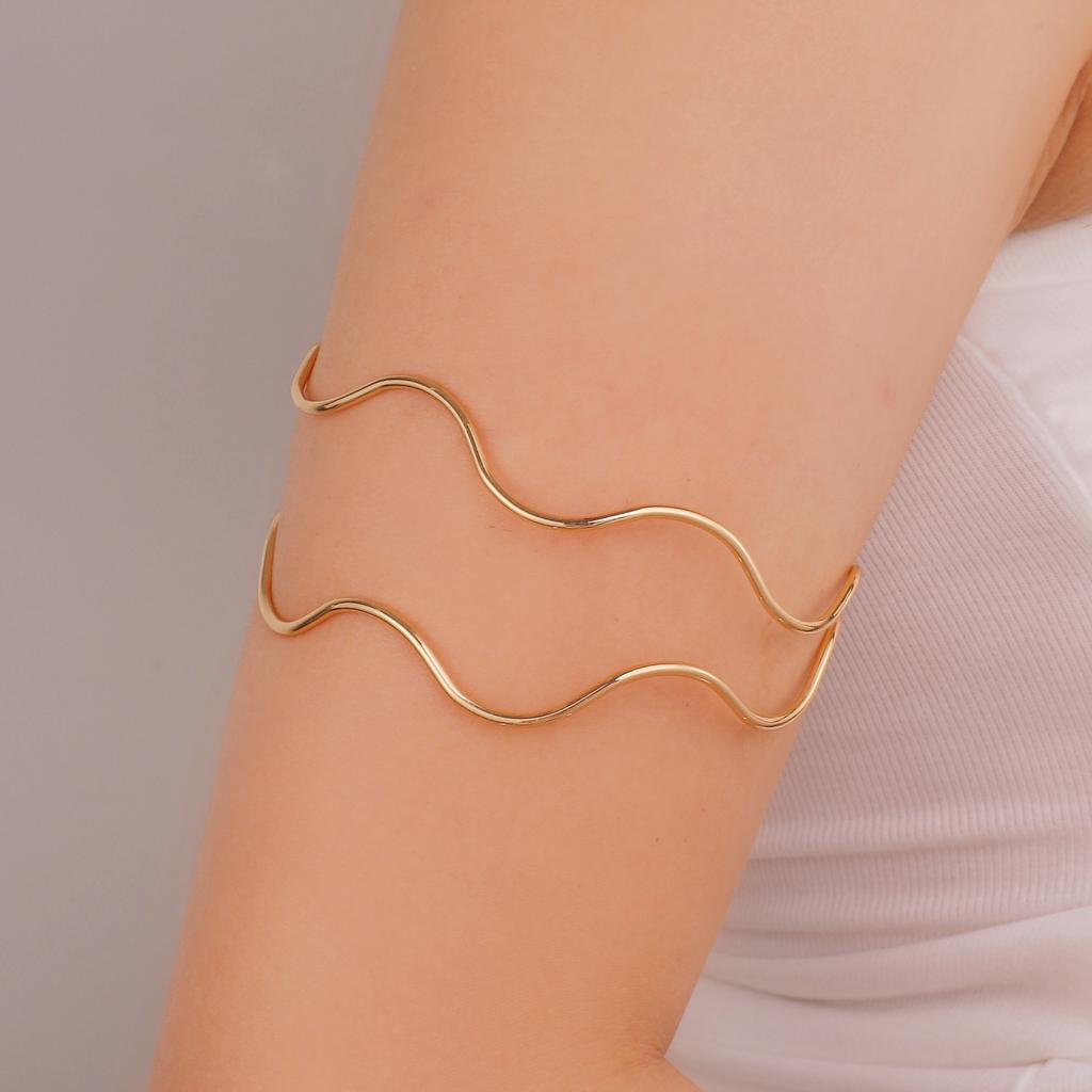 Hot Sale Flower Open Arm Bracelet Geometric Light Luxury Niche High-end Bracelet Fashion Arm Ring Non-fading Bracelet