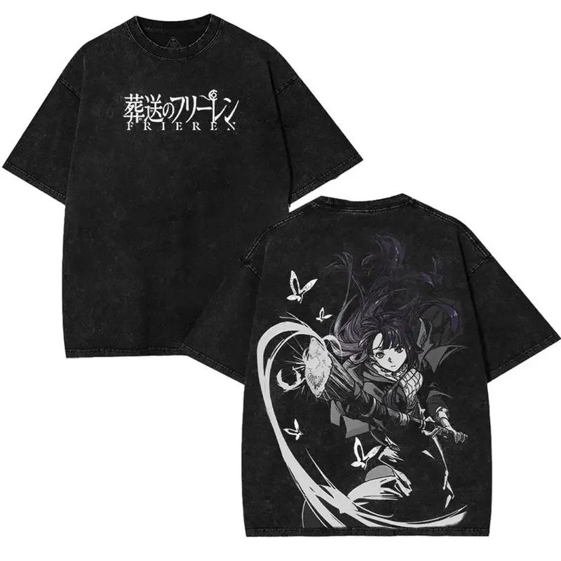 

Frieren Beyond Journey s Gothic Y2k End T-shirt Anime Washed Oversized T Shirt Men Women Clothing High Quality Cotton Tee Tops L чорний