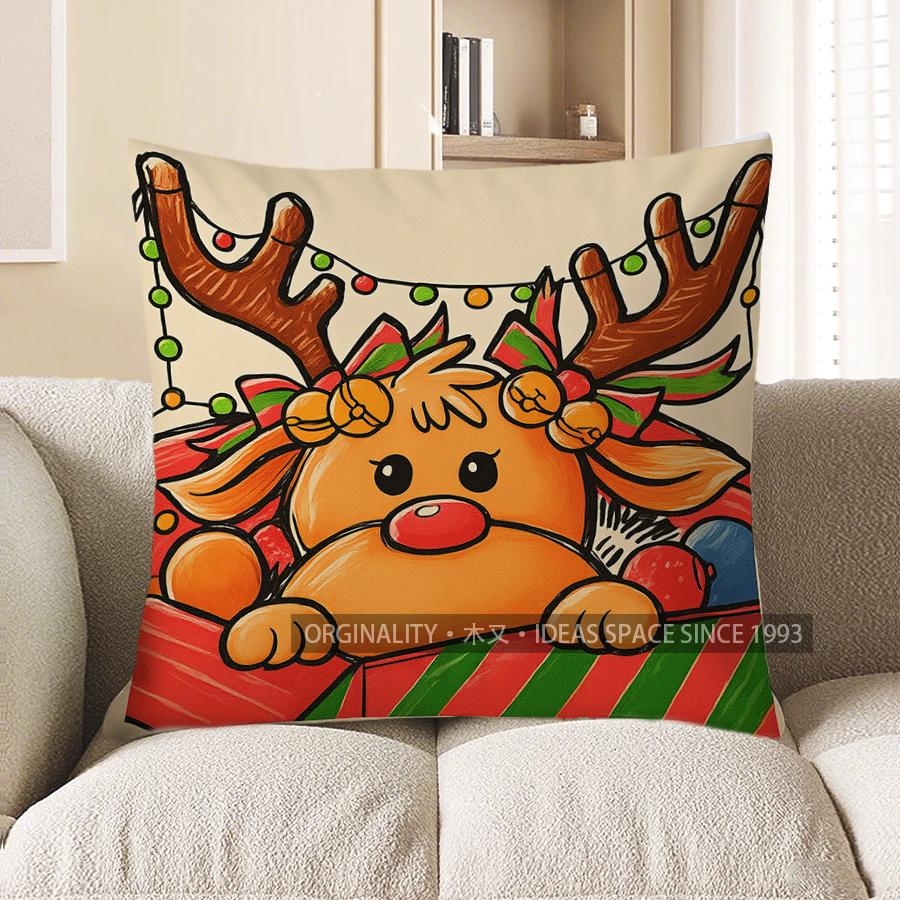 Heimdeko Weihnachtsgnome mit Geschenken und Lichtern Kissenmuster Kissenbezug Geeignet für Sofa Schlafzimmer Auto Kissenbezug