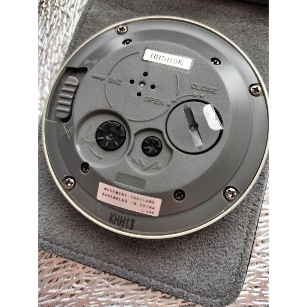 Used SEIKO Emblem AlaRM Travel Clock, Table Clock, Genuine Leather, Gold, With Beautiful Box, Operation ConfiRMed