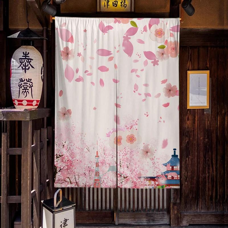 Japanese Homestay Tea Room Partition Door Head Curtain Signboard Hanging Flag Curtain Teahouse Sakura Short Curtains Decor