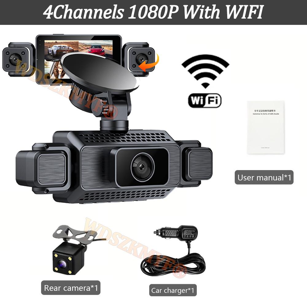 WIFI APP Dash Cam 4*1080P Video Recorder 3/4 Lens Car DVR 360 Degrees Rear view camera 24H Parking Monitor Car Assecories