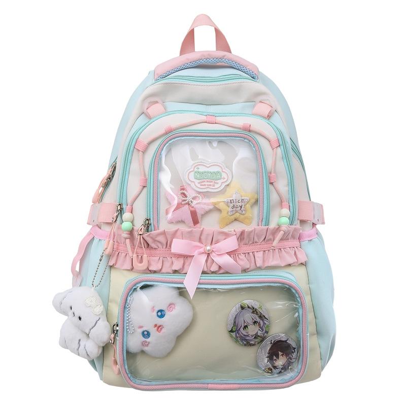 Schoolbag Schoolbag Female Pain Bag Transparent Japanese Backpack Junior High School Student Lightweight Primary School Backpack Longxiang Backpack