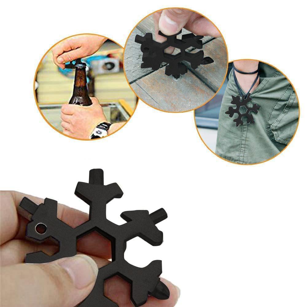 (Nikita) Kombinace univerzálních klíčů 19v1 Kompaktní venkovní přenosný nástroj sněhové vločky