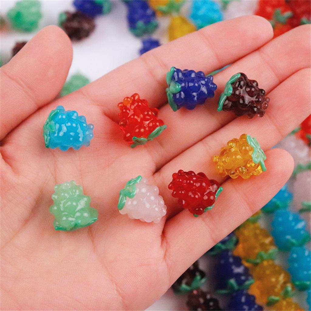 SG14 2Pcs Mini Cartoon Multicolored Cute Fruit Glass Beads Fruits Handmade Raspberries DIY Bracelet Earrings Trend Accessories