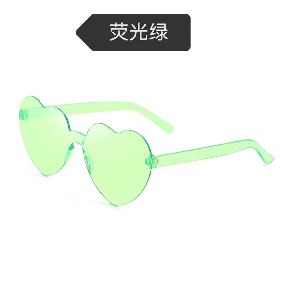 Peach Heart Sunglasses Love Glasses Trend Frameless One-Piece Marine Film Dazzling Color Sunglasses