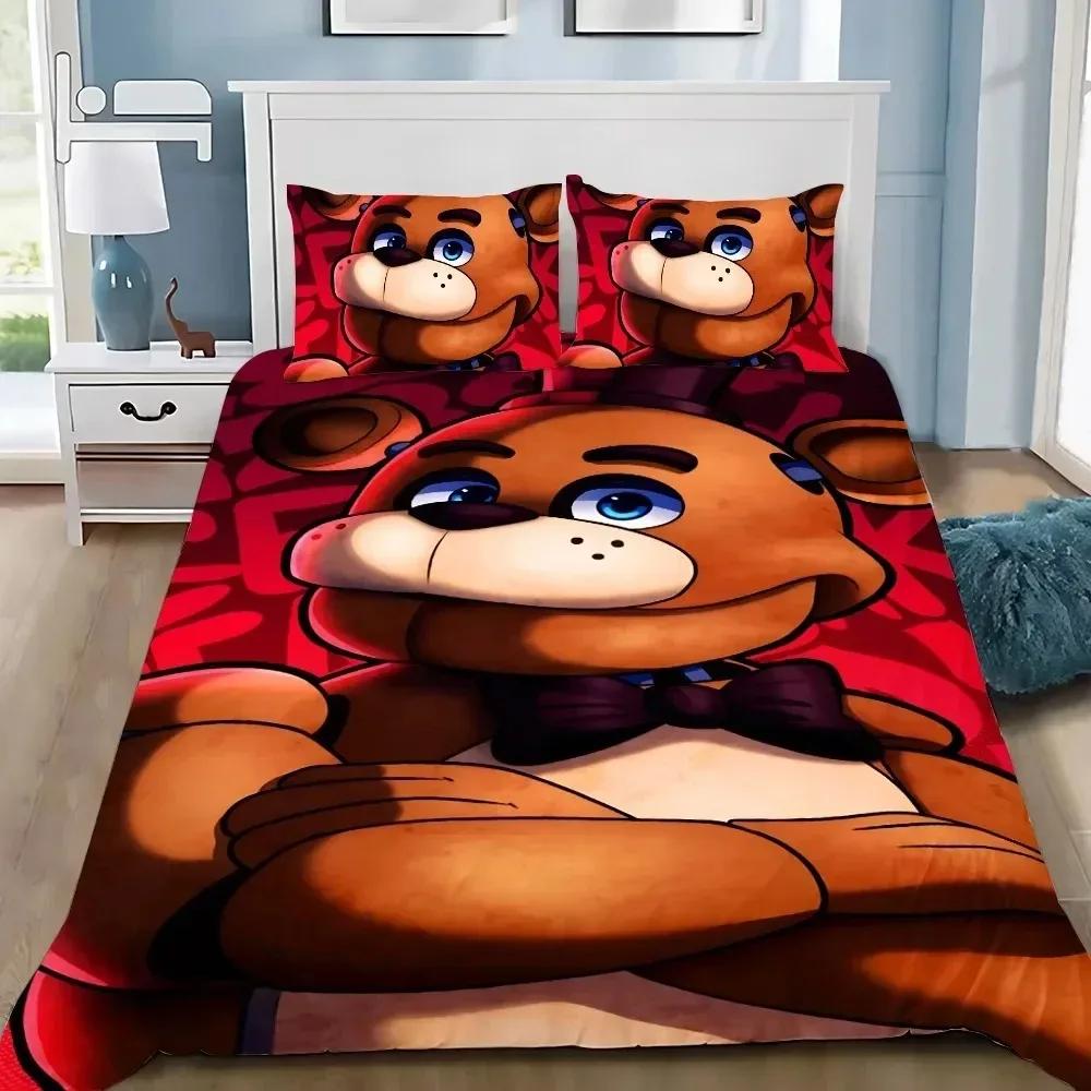 3D Print Freddy F-FNAF Bedding Set Five Nights Duvet Cover Set With Pillowcase 3pcs Comforter Cover Bedroom Decor