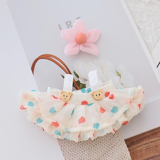 Doll Clothes for 17cm La Bubu 2-Piece Set Hair Clip Floral Dress Outfit Floral Hairpin Doll Accessory