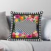 Vintage Floral Checkerboard Square Pillowcase Polyester Linen Velvet Printed Decorative Throw Pillow Sofa Seater Cushion Cover
