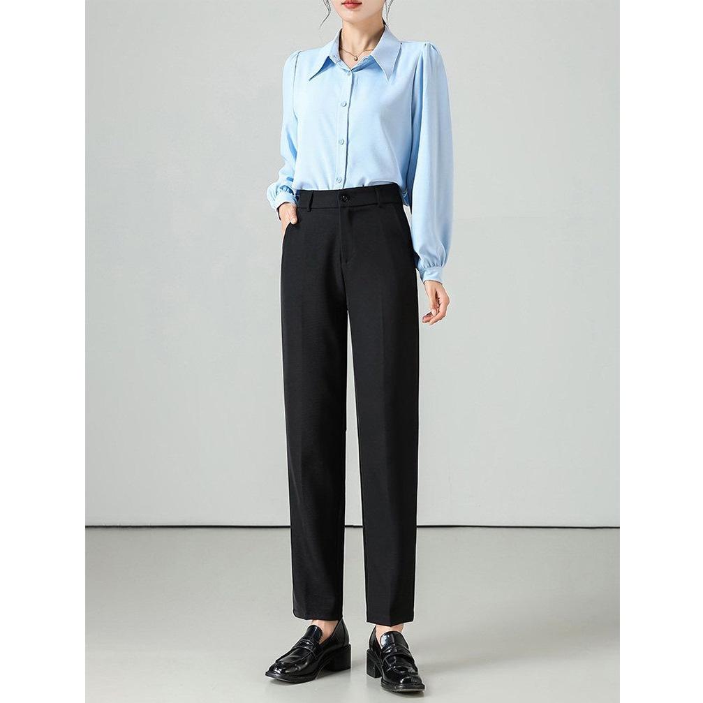 Women's High-Waist Slimming Black Cigarette Harem Pants
