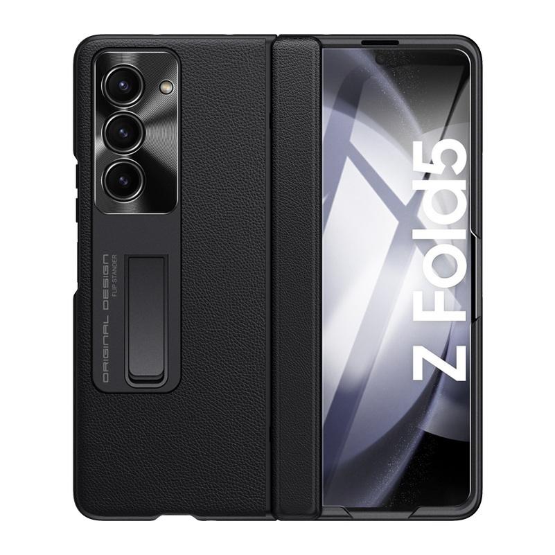 Automatic Spring Hinge Leather Case For Samsung Z Fold 5 Galaxy Z Fold 6 Tempered Glass All-inclusive Stand Camera Protect Cover
