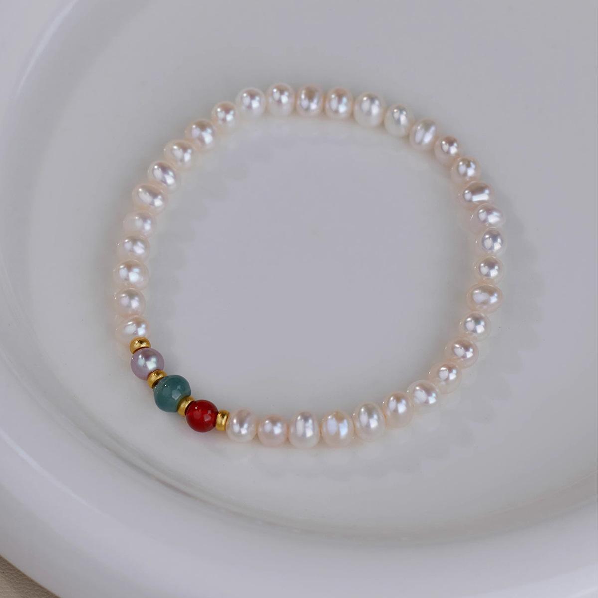Freshwater pearl natural stone agate new Chinese light luxury versatile light luxury retro literary bracelet wholesale