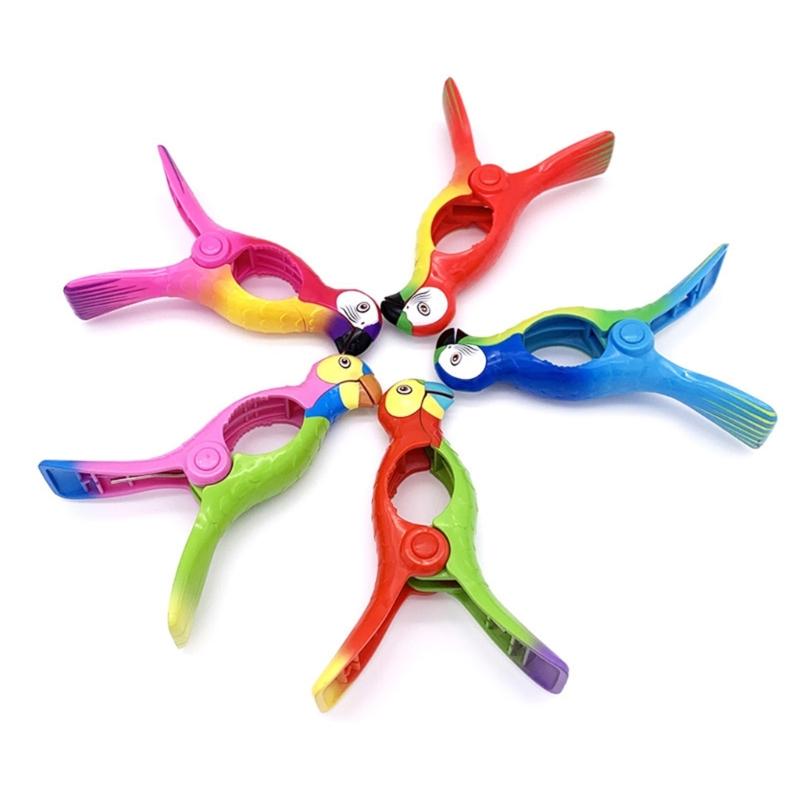 Parrots Beach Towel Clip for Beach Chairs Plastic Bird Towel Holder Colorful Clothes Pegs for Garden Holiday Pool Beach