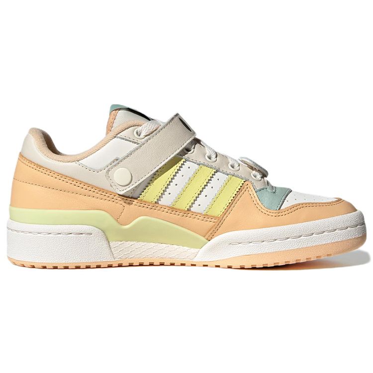 Adidas Originals Forum Low Leather Durable Lightweight Low-Top Skate Shoes Women Sneakers Beige Orange Yellow GW4427