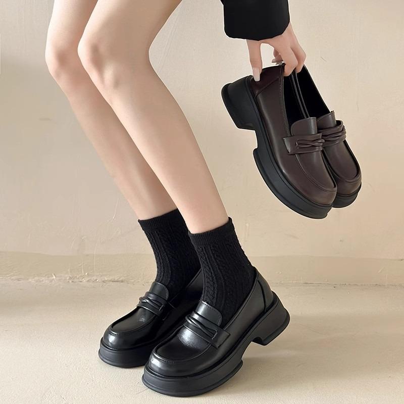 Leather Small Leather Shoes Women's Shoes Spring and Summer New Models with Skirts, Thick Soles and One Pedal Single Shoes