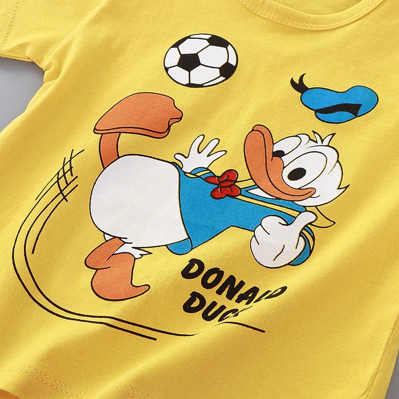 Summer Donald Duck Cartoon 2-Piece Boys Tracksuit Casual Kids Clothing Set T-shirt And Shorts Children 1-4 Years