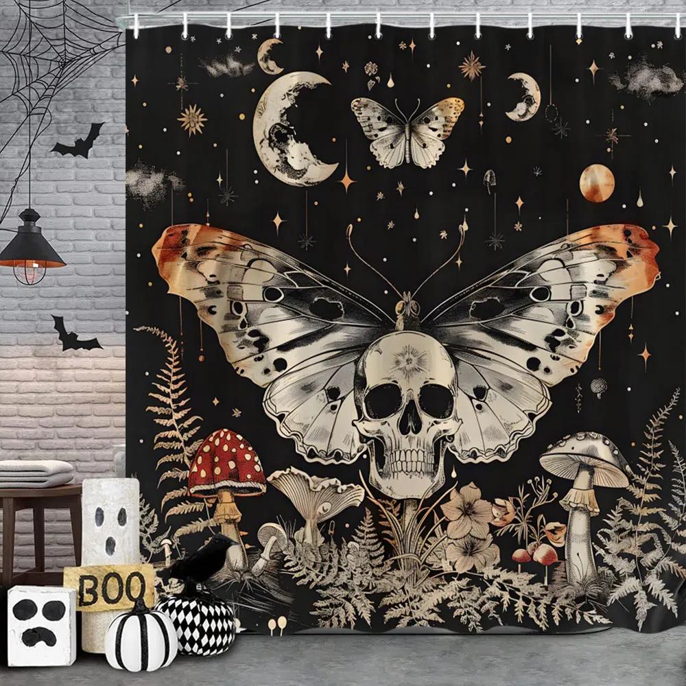 

Happy Halloween Shower Curtain Pumpkin Elf Bohemian Butterfly Black Cat Bat Eagle Skull Polyester Shower Curtains Bathroom Dec 90x180cm