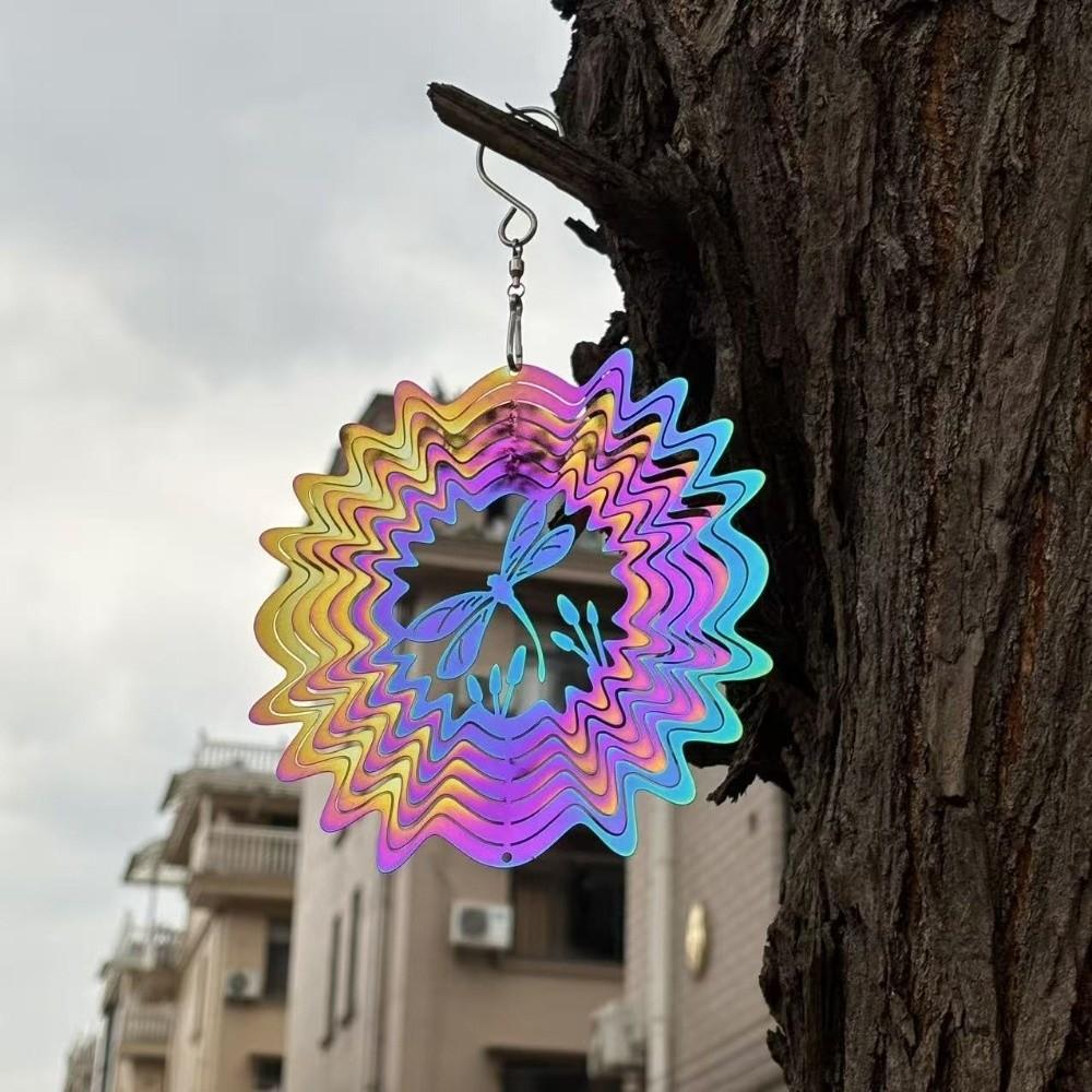 Gradient vindspelshänge Flytande ljuseffekt Hjärta Blomma Vindsnurra Fångare Färgglad Heminredning 3D Roterande vindspel