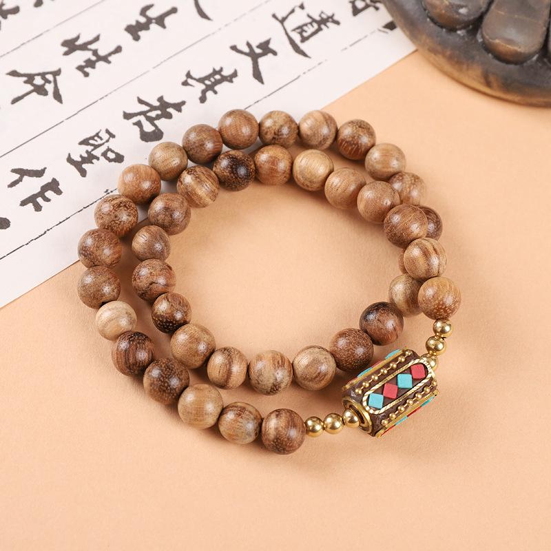 Sandalwood Bodhi Seed Double-Strand Bracelet - Tibetan Retro Ethnic Style for Men and Women