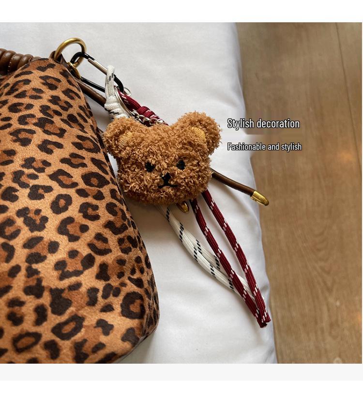 Women's Suede Leopard Print Large-Capacity Retro Crossbody Tote Bag