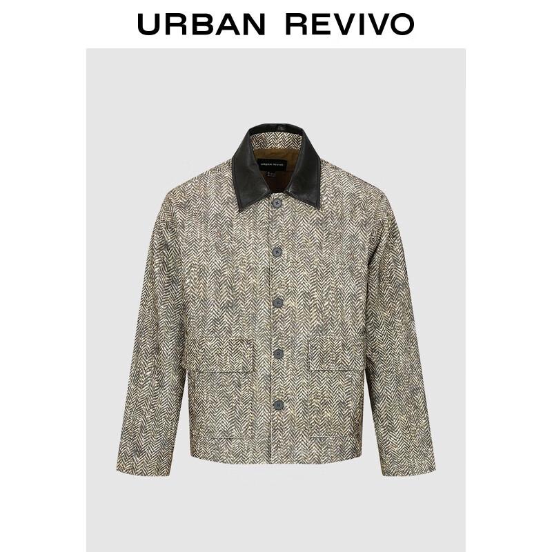 

UR Men s Retro Color Block Textured Lapel Jacket