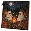 Pre Stretched Canvas Art Halloween Faux Pearl DIY Kit, Spooky Cute 3D Beads Painting Crafts Stress Relief Project for Adults Beginners, Seasonal Wall