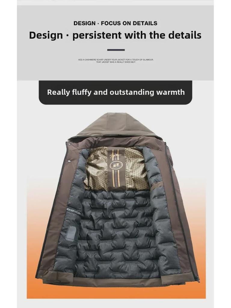 Tátova zimní bunda sbírající teplo - Zesílená bavlna s velurovou podšívkou, Velká velikost, Ideální pro muže středního věku a starší.