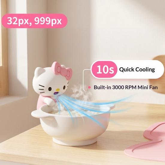 Cute Cat Dog Mini Handheld Fan Portable USB Food Cooling Fan for Toddle Noodles Desk