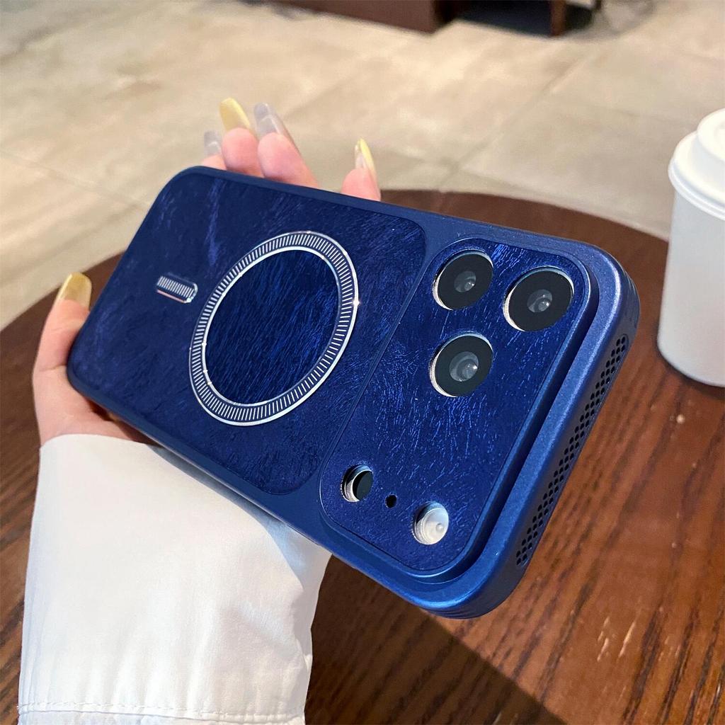 Luxury Fashion Leather Texture For Magsafe Magnetic Phone Case For iPhone 17 16 15 14 Pro Max Lens Protection Shockproof Cover