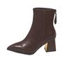 Fashion Vintage Pointed Toe Women Ankle Boots Shoes Autumn Winter Thick High Heels Short Booties Zapatos Mujer