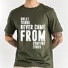 Marke Sommer Für Unisex T-Shirt Große Dinge Entstanden Nie Aus Komfortzonen Kurzarm Bequem Rundhals Oberteile Baumwolle T-Shirt