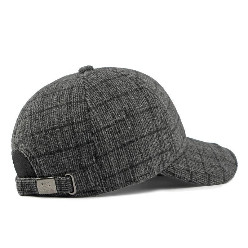 Podzimní zimní teplá čepice Pánská vlněná baseballová čepice pro seniory Venkovní zateplená čepice na ochranu uší