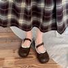 Cute Round Toe With Bow Ladies Footwear Retro Women's Flat Mary Jane Shoes Fashionable 2025 Trend Social 39 Elegant Dress Shoe
