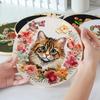 DIY Cat and Flower Embroidery Kit for Adults and Beginners Handmade Cross Stitch Kit Mixing Colors Fabric Materials