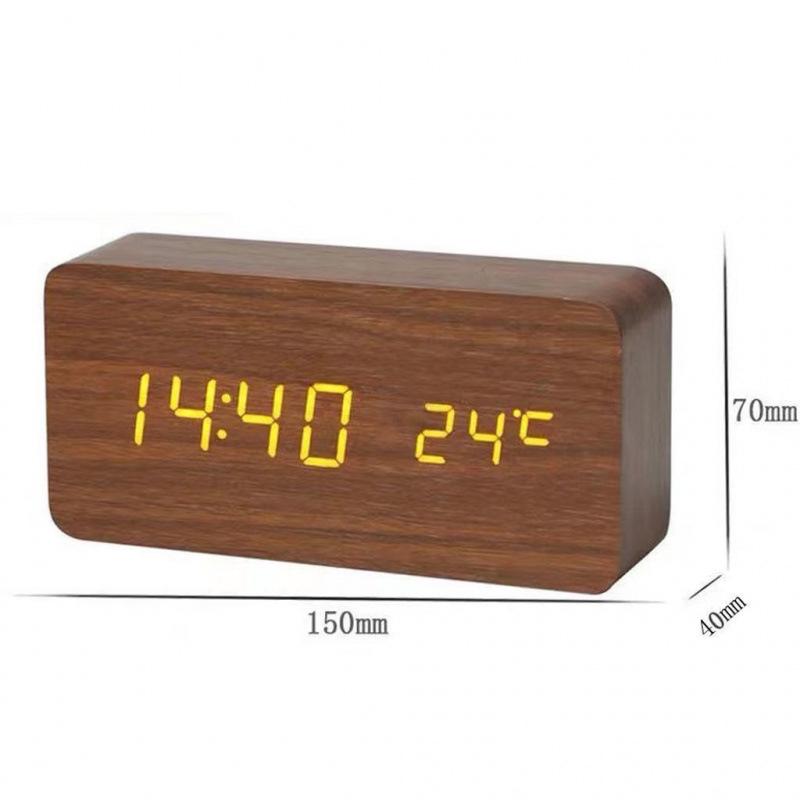 Creative Wooden Alarm Clock Simple Retro Clock Silent Luminous Student Bedside Multifunction Nordic Station Clock Electronic Clock