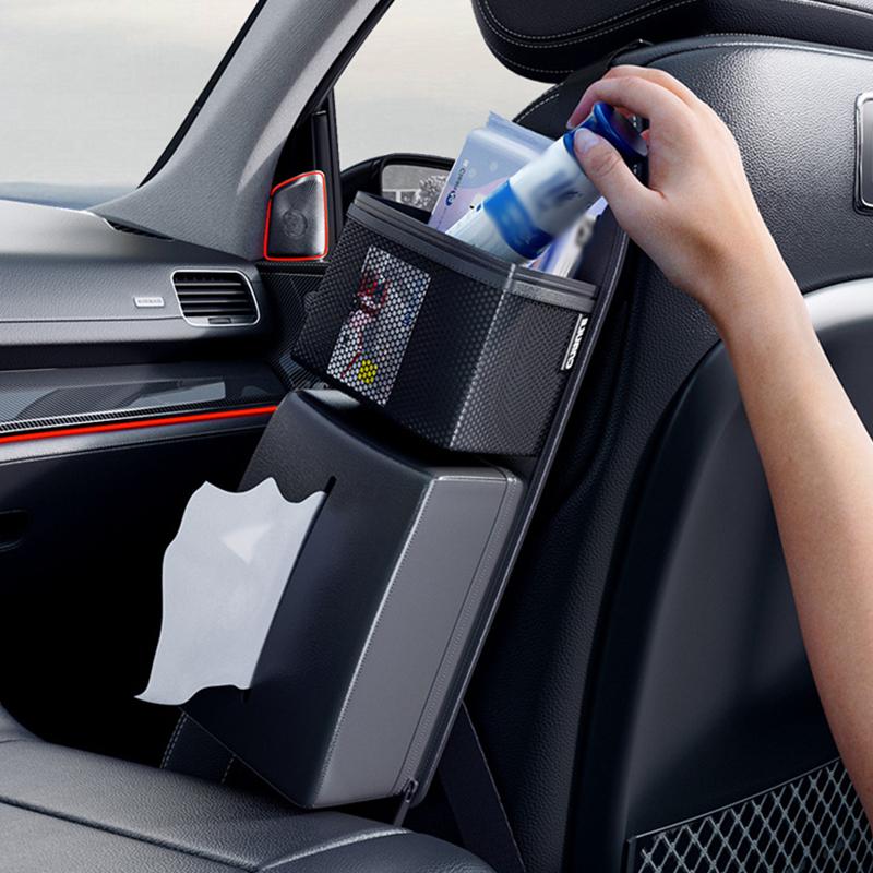 38x15cm Car Seat Side Leather Storage Bag Car Seat Hanging Bag Multi-Functional Tissue Phone Keys Organizer Auto Seat Box