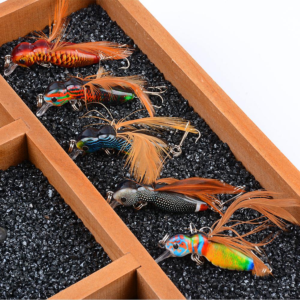 1Pcs Ant Minnow Fishing Lures Bait Hooks 3.2cm/4.5g Feather Fake Bait Hard Fishing Rattle Bead 3D Eye