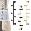 5 Haken Messing Kapstok,Goud/Zwart/Messing Verticaal Wandmontage Kapstok Verstelbaar voor Entrees,Slaapkamers