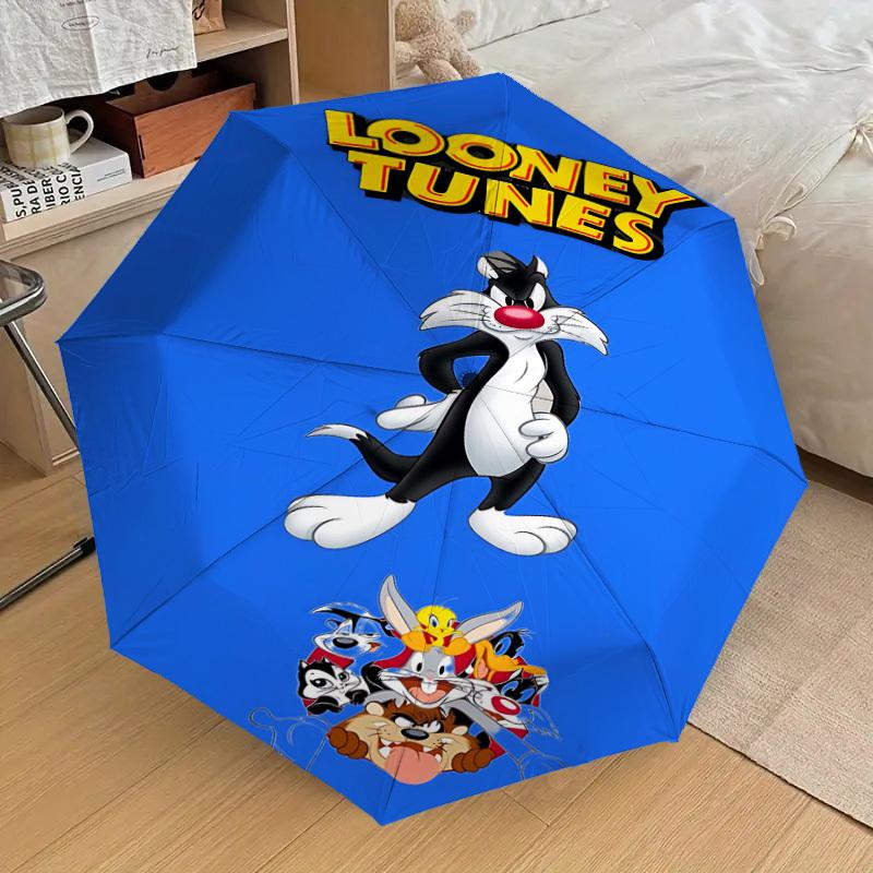 1pc Looney Tunes Automatic Open/Close Umbrella Compact Folding Umbrella with 8-Rib Shaft Lightweight Esign, for Women/Men1216A