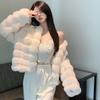 Autumn and Winter Thick Warm Fox Fur Jackets for Women Fashion Street Casual Short Coats Women Vintage Plush Round Neck Woman Jacket  Tops 25083