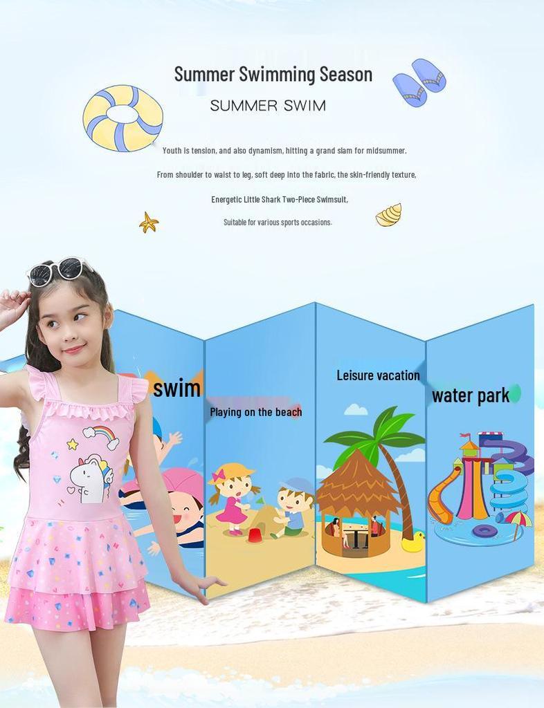 2025 Schnelltrocknender Mädchen-Einteiler - Niedlich für Babys bis große Kinder, Ideal für heiße Quellen.