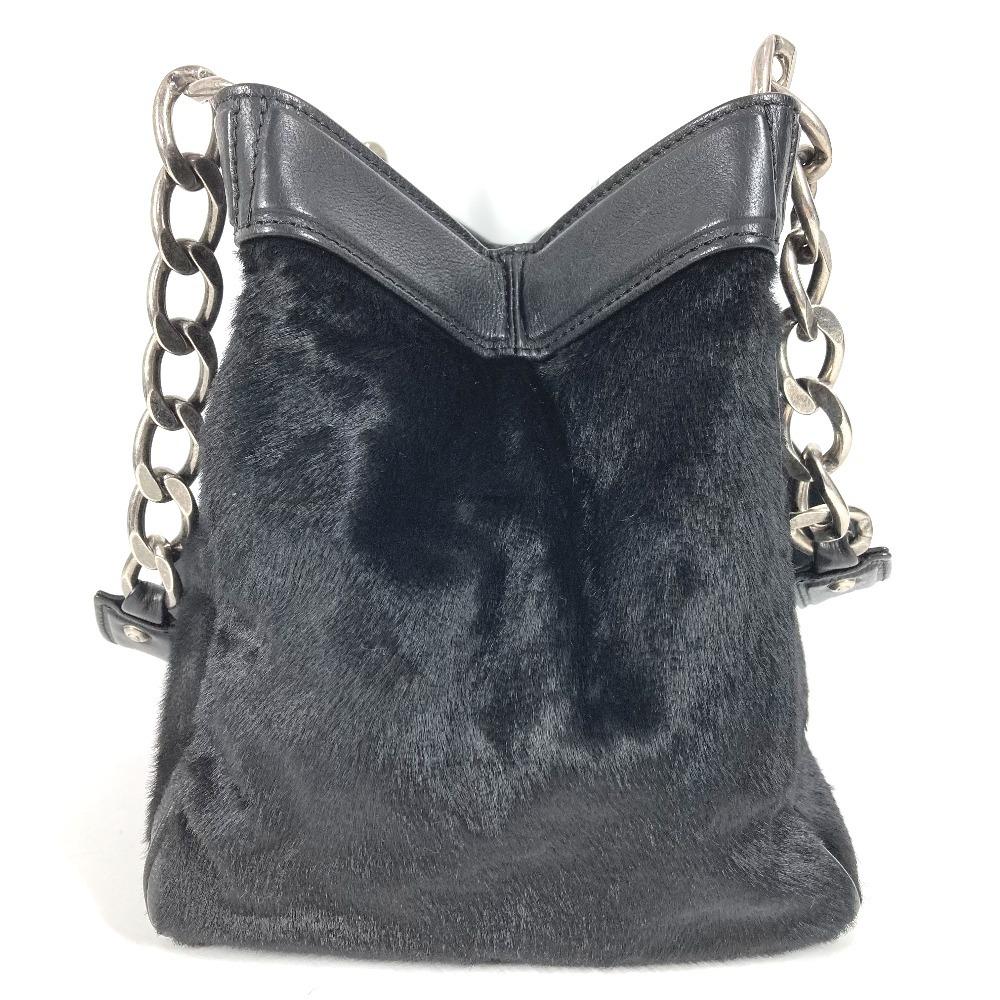 CHANEL Shoulder Bag Hand Bag Tote Bag Pony-Hair / Leather Black