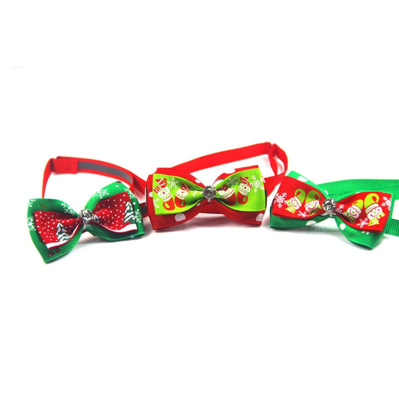 Pet  Collar Christmas Series Adjustable Flashing Diamonds Pet Bow Tie Collar