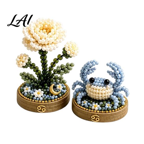 Handmade Zodiac Flower 12 Signs Bead Craft Kit DIY Beaded Garden 3D Astrology Kit with Pre-Sorted Beads Tools Project for Beginners Adults Teens